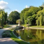 Friedrichsau park Ulmban, zöld természet és virágzó rétek