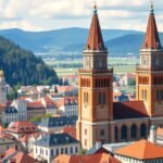 A Grossmünster ikertornyai Zürich városképén