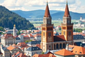 A Grossmünster ikertornyai Zürich városképén