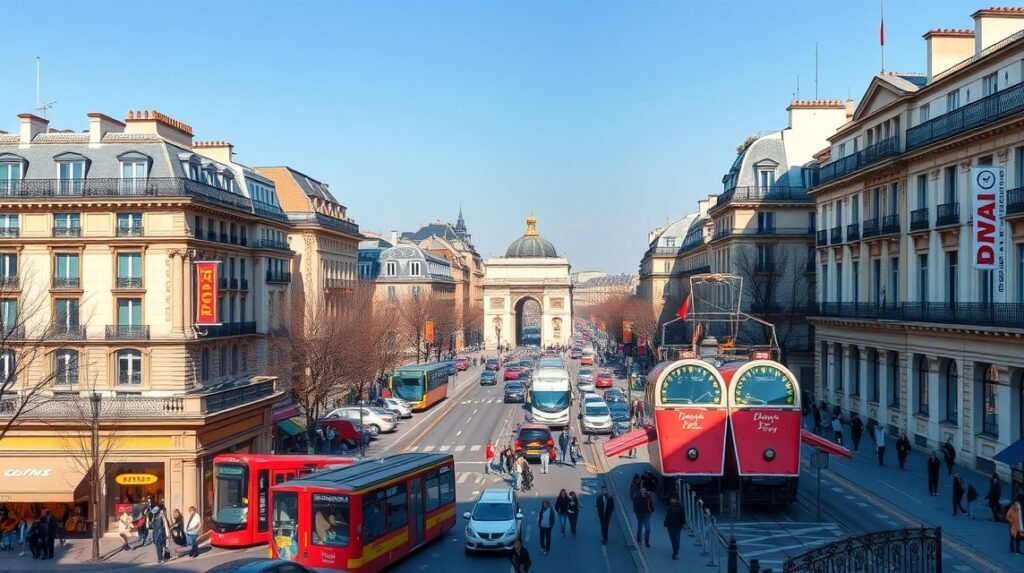 Champs-Élysées sugárút látképe a Diadalívről Párizsban.