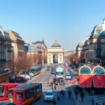 Champs-Élysées sugárút látképe a Diadalívről Párizsban.