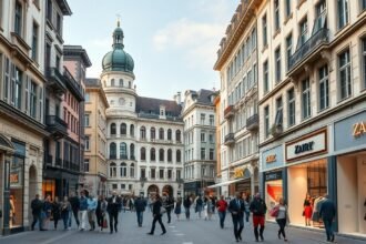 Zürich Bahnhofstrasse luxusüzletek és sétálóutcák