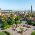 Lindenhof tér Zürichban, történelmi városnegyed panorámája.
