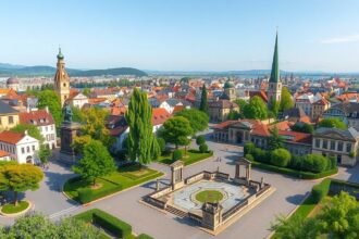Lindenhof tér Zürichban, történelmi városnegyed panorámája.