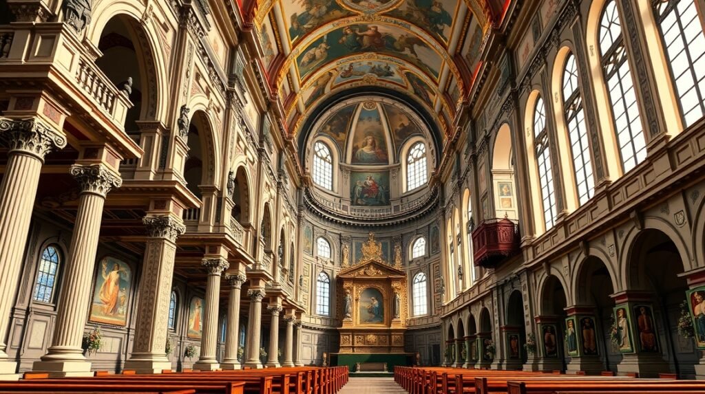 A Jezsuita templom barokk belső tere Luzernben