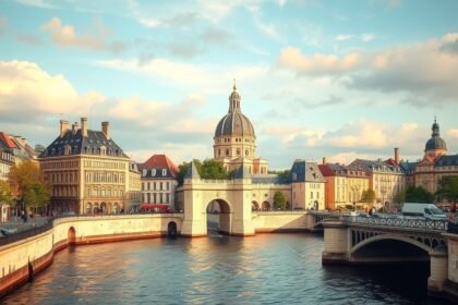 Szent Lajos szigete Párizsban, barokk épületek és Szajna partja.
