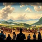 Látogatók a Bourbaki Panoráma 360°-os körkép előtt Luzernben.