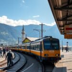 A GoldenPass Expressz vonat és a Luzerni vasútállomás panorámája