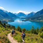 Túrázók a gyönyörű Luzern körüli természetes tájon, Svájc