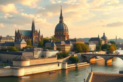 Az Île de la Cité lenyűgöző panorámája Párizsban, a Seine folyó partján.