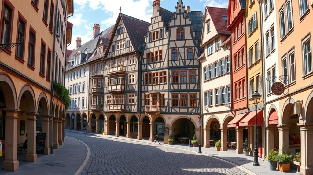 Bern Óvárosának árkádjai, középkori házak és üzletek a világörökségben.