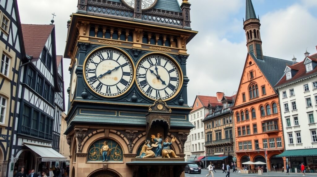 Zytglogge óratorony Bern városában, táncoló figurákkal és középkori óraszerkezet.