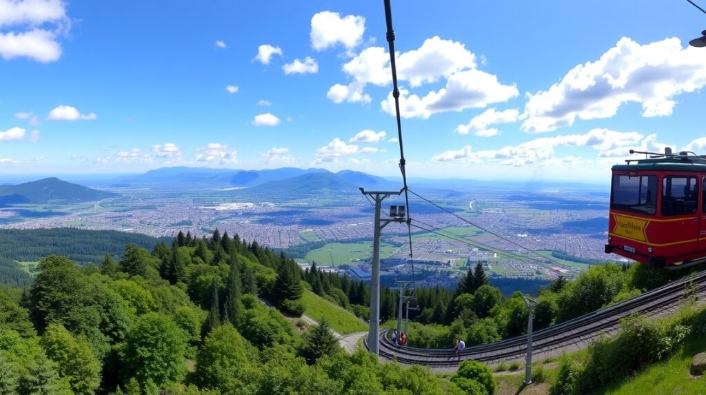 Látkép a Gurten-hegyről Bern közelében, gyönyörű zöldellő tájjal.