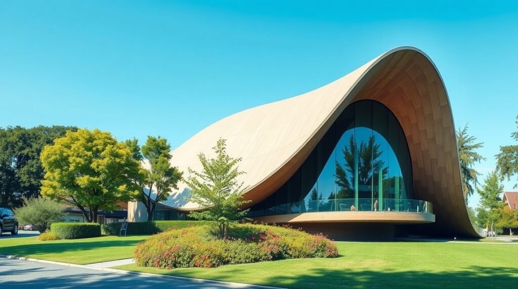 Zentrum Paul Klee modern épülete Bernben, gyönyörű park környezetben.