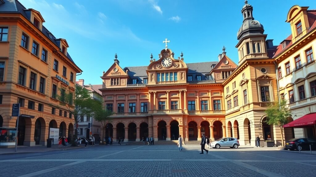 A Berni Történeti Múzeum épülete és városi tér képe