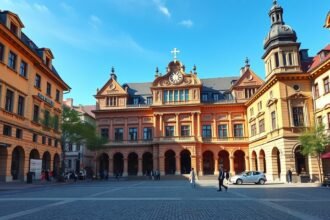 A Berni Történeti Múzeum épülete és városi tér képe