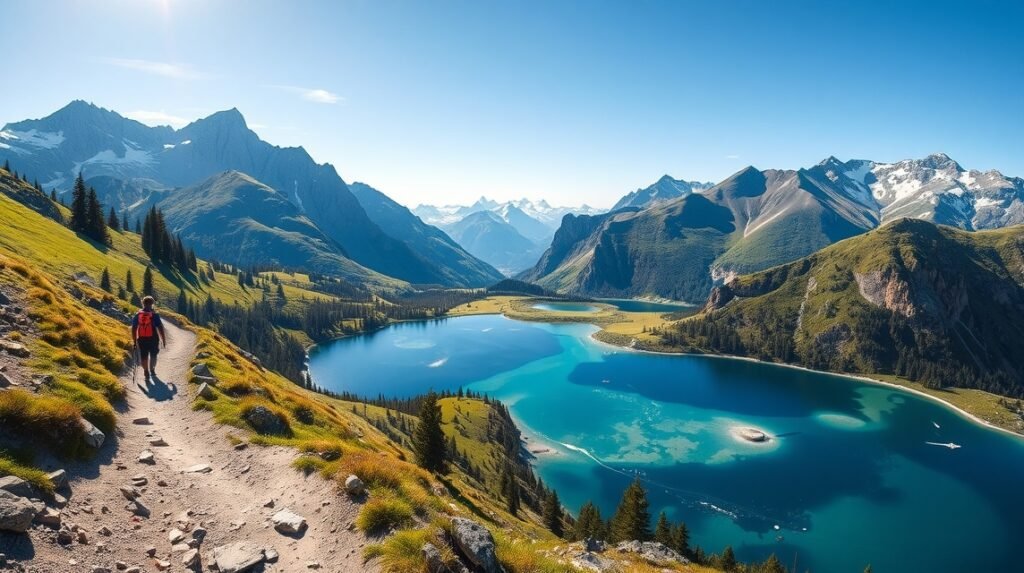 Gyönyörű táj Zermatt közelében az Öt Tó ösvényén