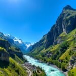 Gyönyörű kilátás a Gorner-szurdokra Zermatt közelében, hegyi tájjal.