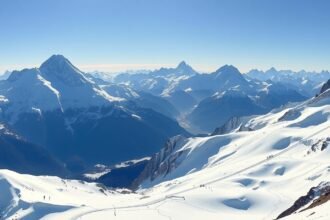 Szép alpesi táj Zermatt környékén, hó borította hegyekkel.