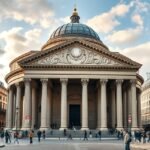 A Párizs Panthéon neoklasszikus épülete a Latin Negyedben.