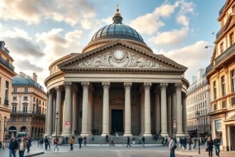 A Párizs Panthéon neoklasszikus épülete a Latin Negyedben.