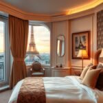 Luxus szoba Párizsban, Eiffel-toronnyal a háttérben