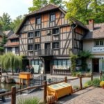 A Papírmalom Múzeum külső nézete Bázelben, Svájcban.