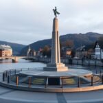 A Hármashatár (Dreiländereck) pontja Bázel városában.