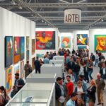 Art Basel kiállítás modern művészettel és látogatókkal.