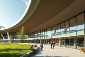 Rolex Learning Center modern épülete Lausanneban, EPFL területén