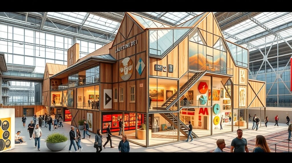 A Collection de l'Art Brut múzeum Lausanne-ban, modern építészet.