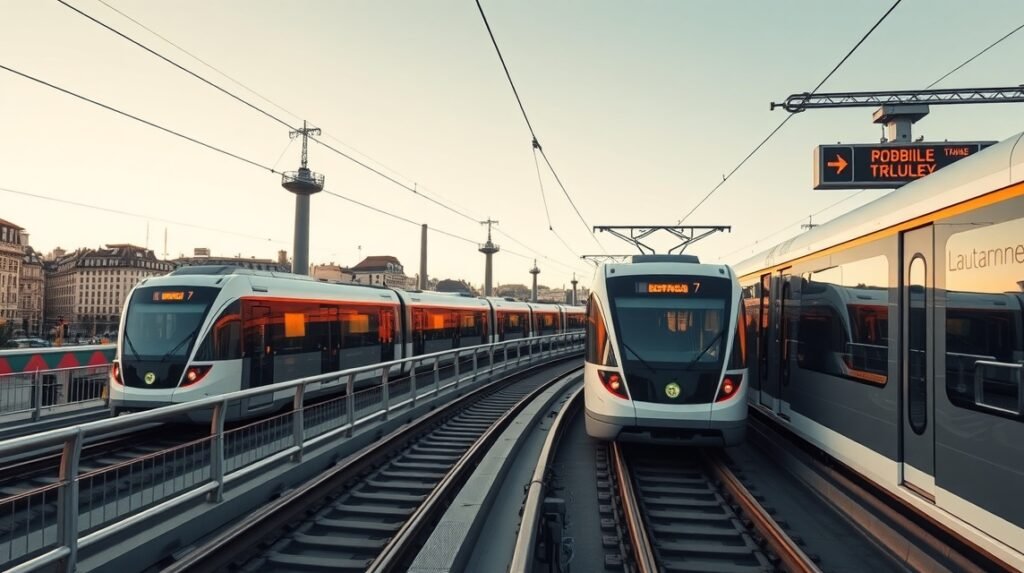 Lausanne gumikerekű metró a városi közlekedésben
