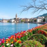Lausanne tavaszi virágai a Genfi-tó partján