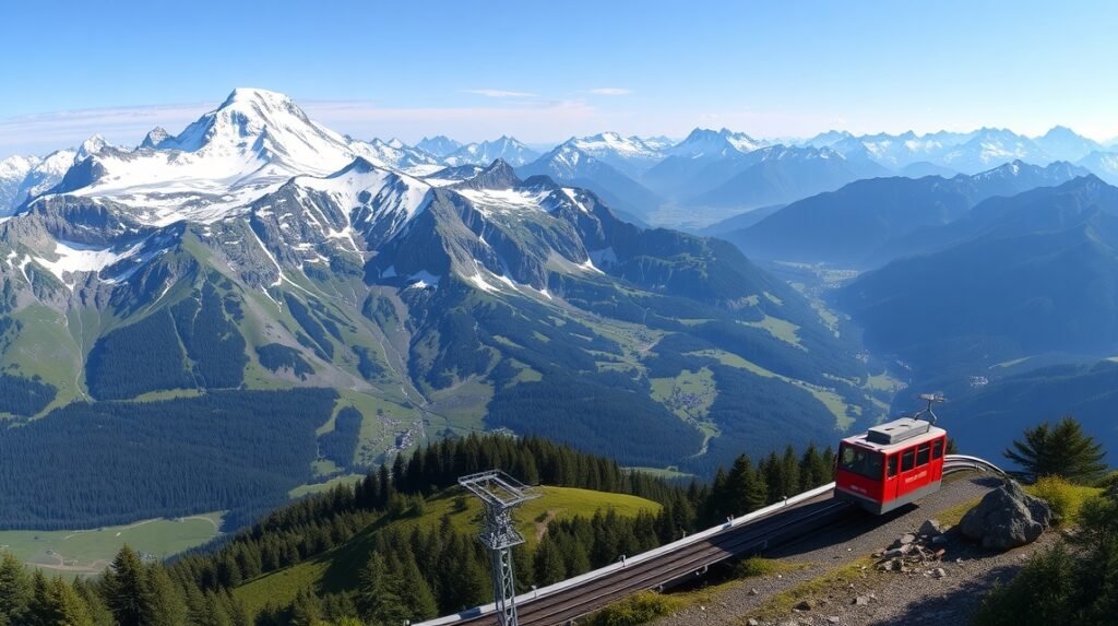 Muottas Muragl kilátó és sikló Sankt Moritzban, Svájc