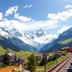 A Bernina Express panorámája Sankt Moritz felett