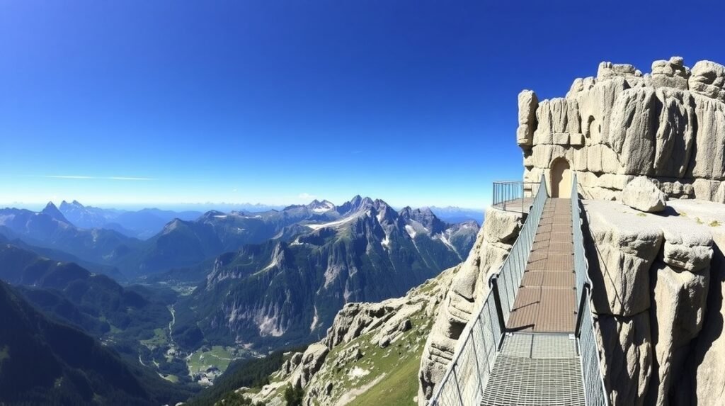 First Cliff Walk kilátás a Grindelwald felett a hegyekben