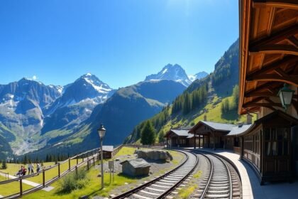 Kleine Scheidegg vasútállomás Grindelwald közelében Eiger csúcsokkal
