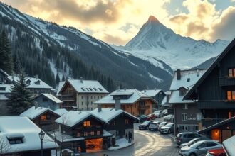 Téli panoráma a Schilthorn közelében, svájci hegyvidék.