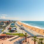 Rimini és Riccione tengerparti sétány, napfény és víz.