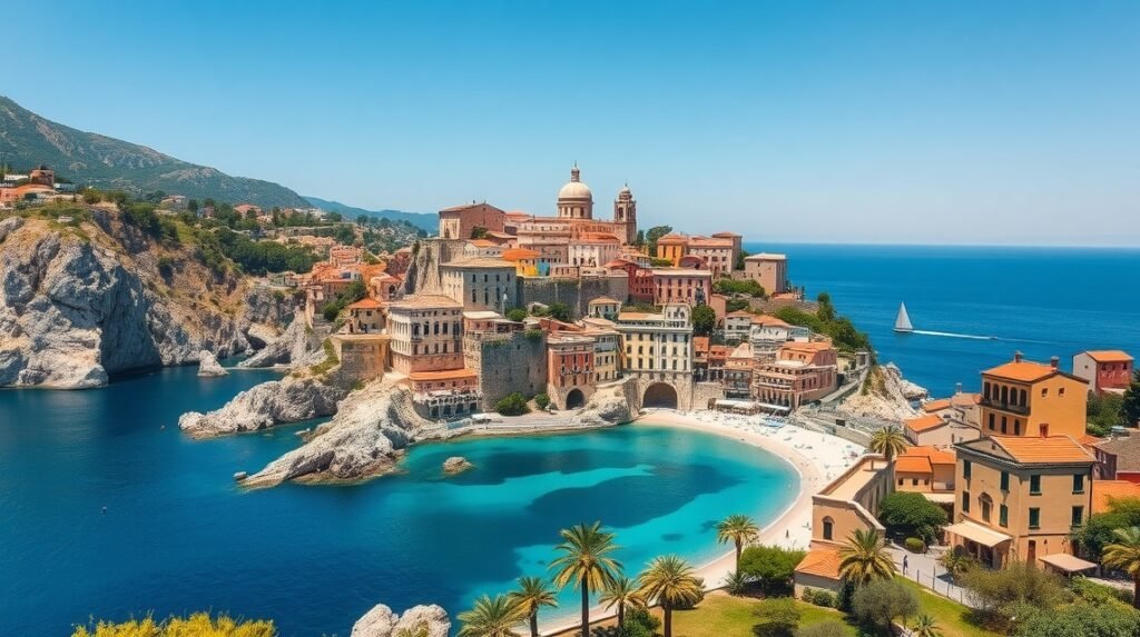 Tropea tengerparti város panorámája a Tirrén-tengernél