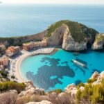 Tömögetlen olasz öböl kristálytiszta vízzel és pihenőparttal