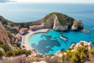 Tömögetlen olasz öböl kristálytiszta vízzel és pihenőparttal