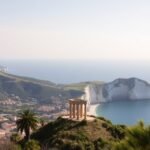 Panorámás kilátás Taorminára és a Scala dei Turchira Szicíliában