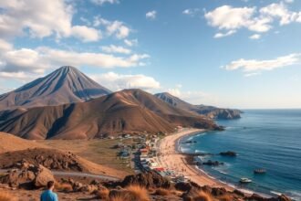 Stromboli vulkán és Lipari tengerparti táj az Eoli-szigeteken