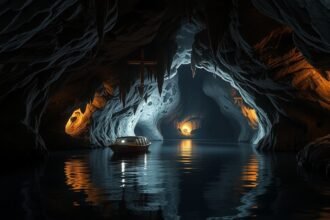 Csónakázás a Križna Jama barlang titokzatos világában