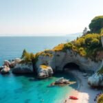 A Mesečev zaliv (Hold-öböl) gyönyörű strandja Szlovéniában