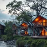 Luxusházak a folyóparton, glamping élménnyel a természetben