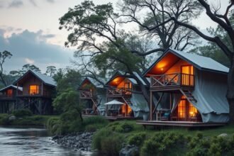 Luxusházak a folyóparton, glamping élménnyel a természetben