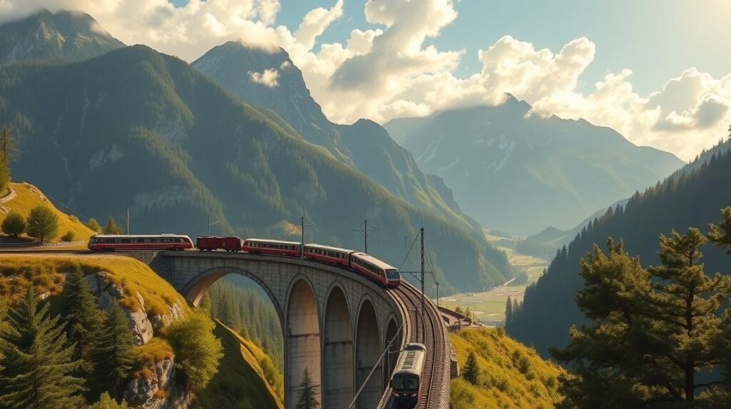 Bohinji-vasútvonal viaduktja a gyönyörű Alpokban