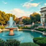 Szökőkút és Diadalív a Parc de la Ciutadellában Barcelonában